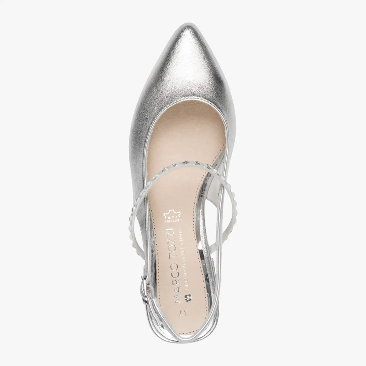 Marco Tozzi Silver Court Shoe (Block Heel) - 2-89400-46-941