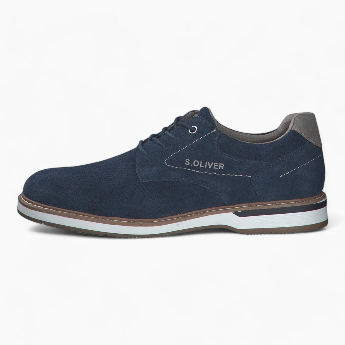 S.Oliver Men&#39;s Navy Nubuck Lace-Up Shoes with Soft Foam Insole - Leavys Shoes