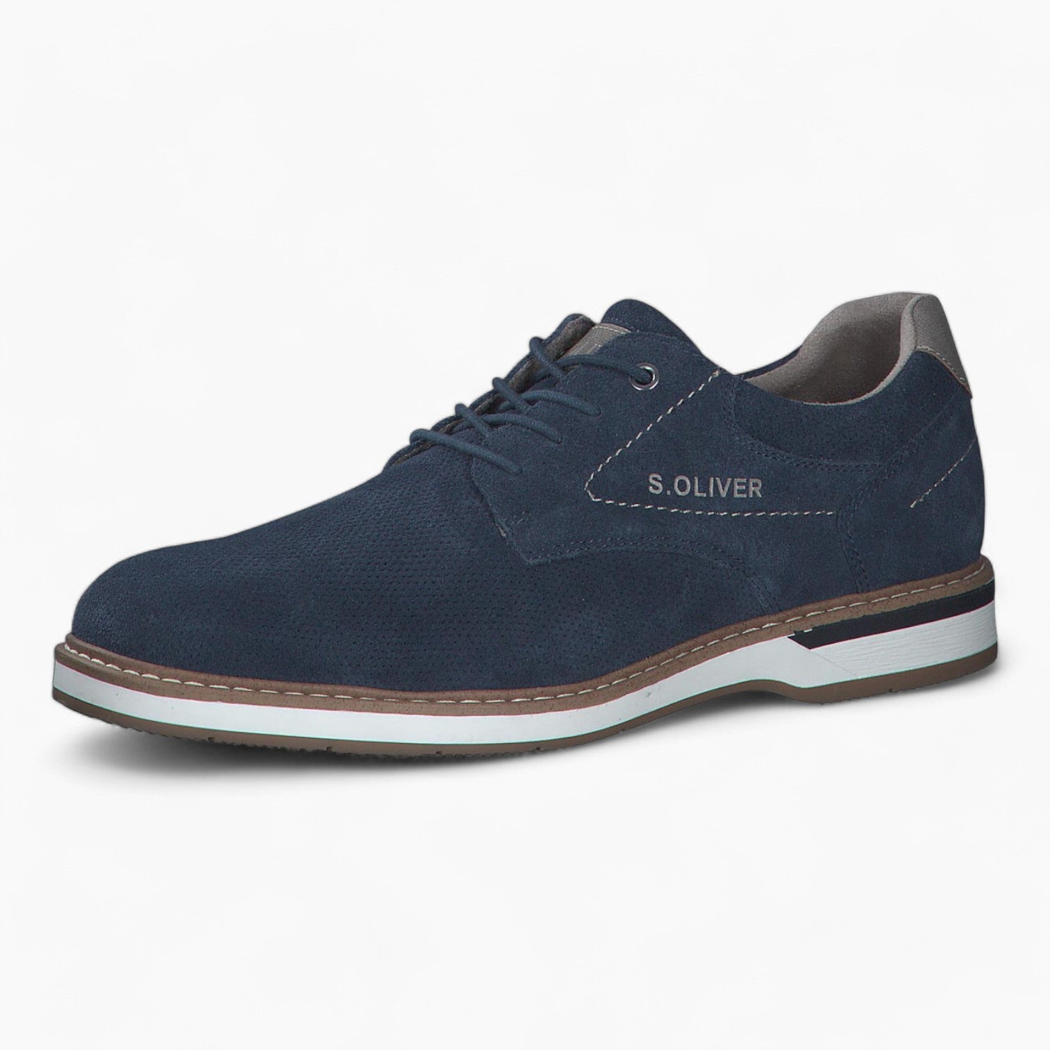 S.Oliver Men's Navy Nubuck Lace-Up Shoes with Soft Foam Insole - Leavys Shoes