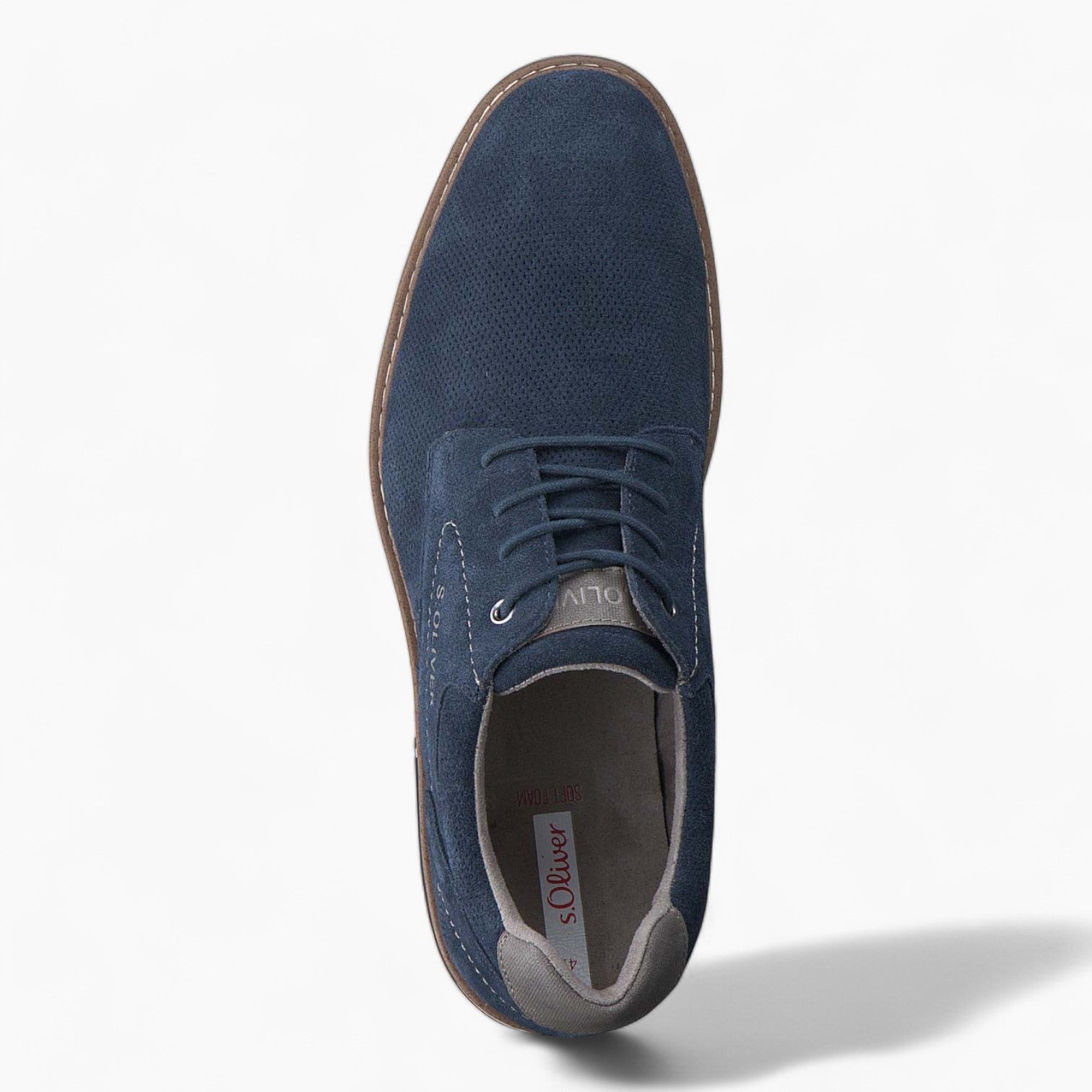 S.Oliver Men's Navy Nubuck Lace-Up Shoes with Soft Foam Insole