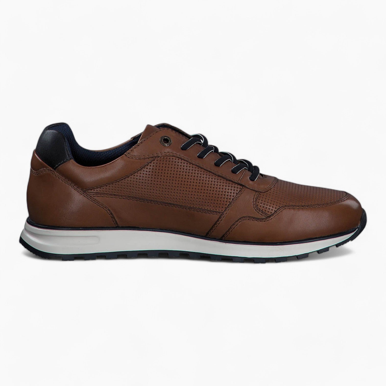 S.Oliver Men's Cognac Leather Lace-Up Shoes with Soft Foam