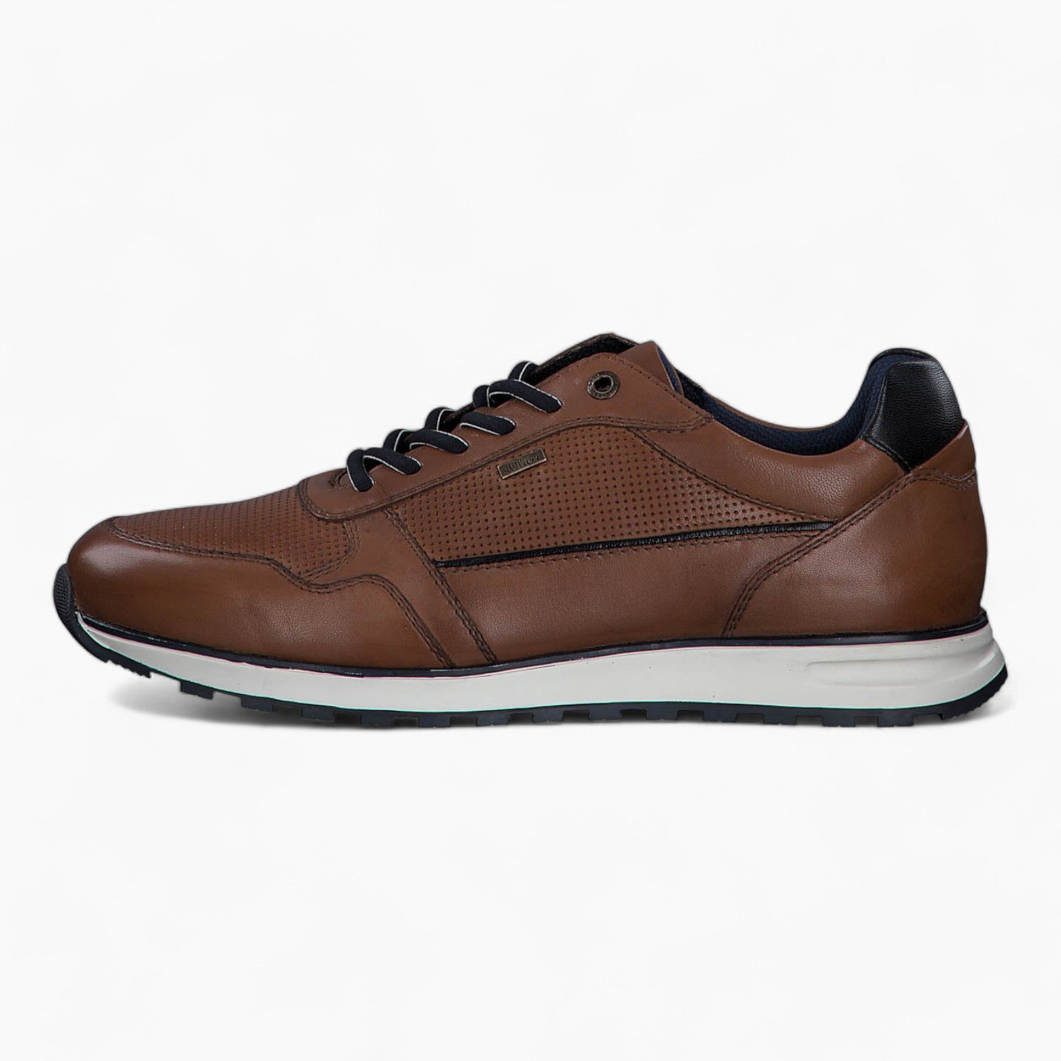 S.Oliver Men's Cognac Leather Lace-Up Shoes with Soft Foam - Leavys Shoes