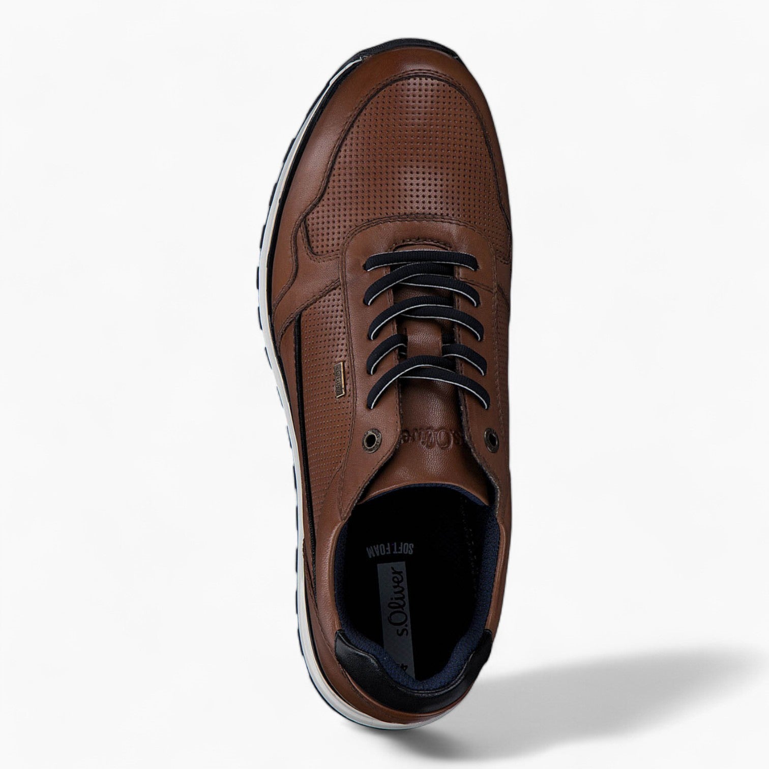 S.Oliver Men's Cognac Leather Lace-Up Shoes with Soft Foam - Leavys Shoes