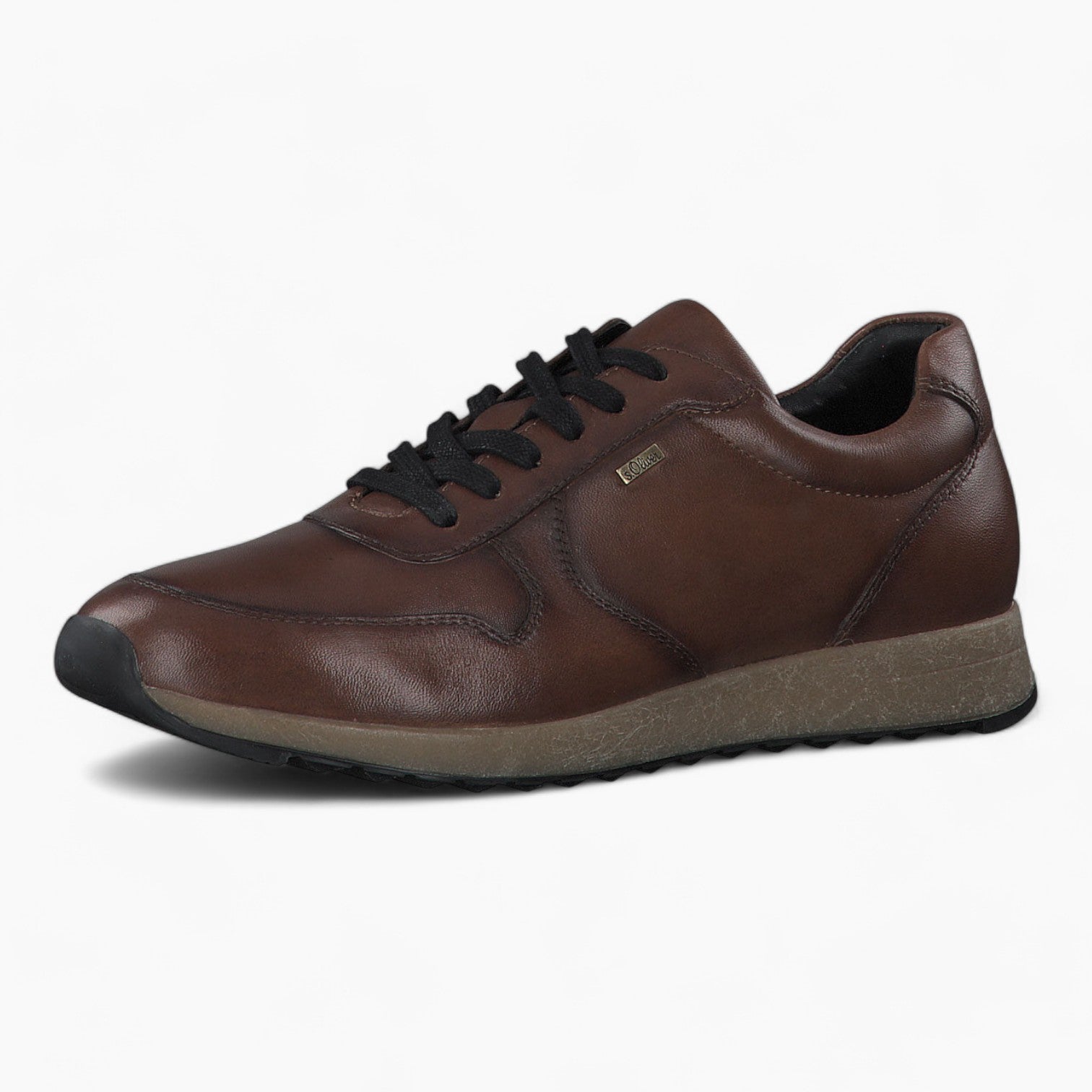 Dark Brown Leather Trainer Style Shoe - S.Oliver - Leavys Shoes