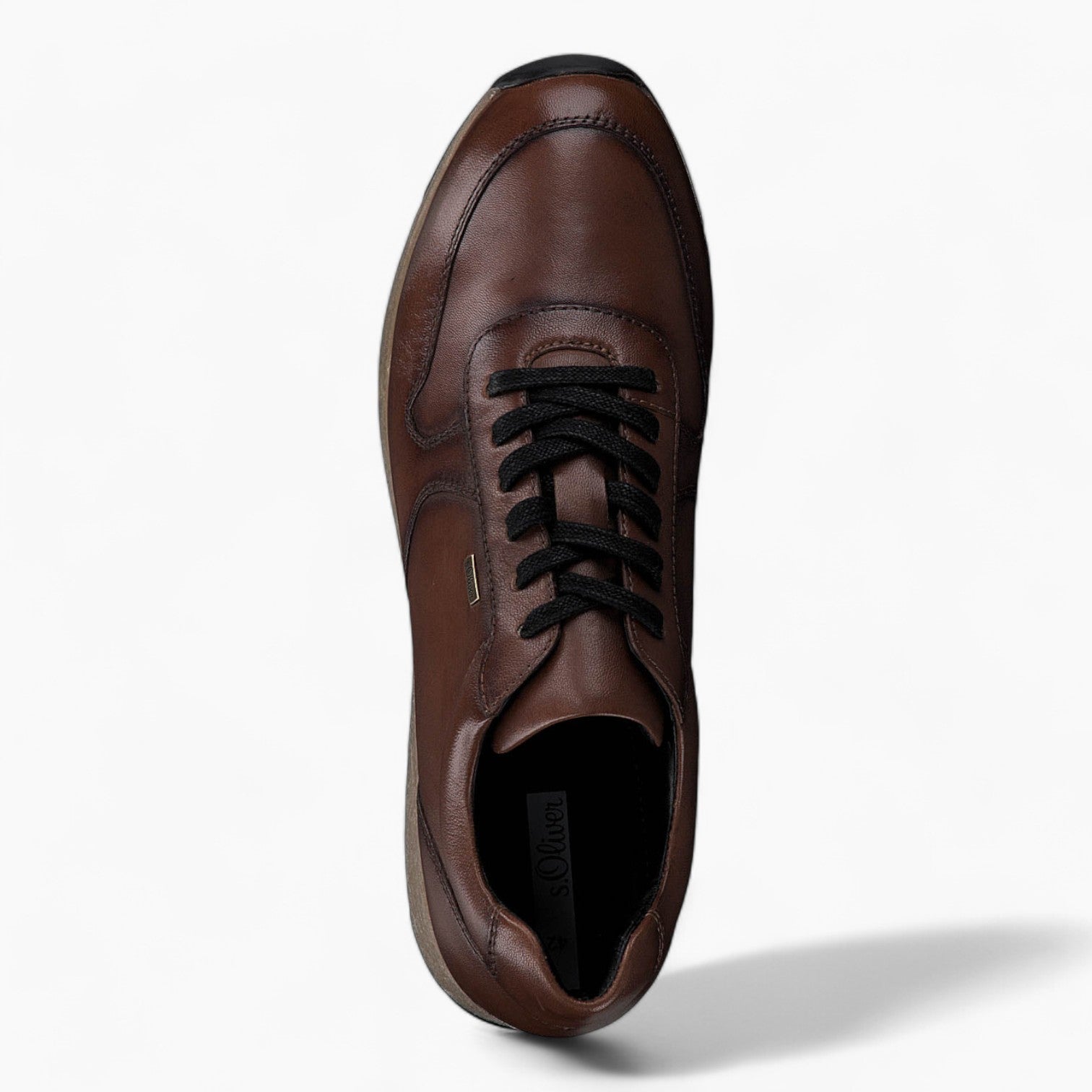 Dark Brown Leather Trainer Style Shoe - S.Oliver - Leavys Shoes