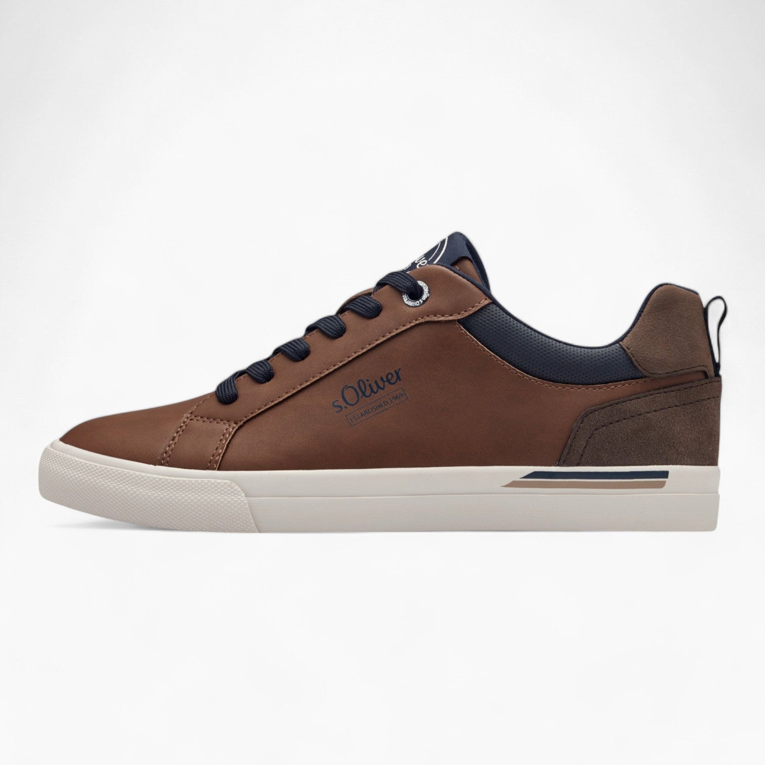 S.Oliver Brown Trainers with White Sole and Navy Details