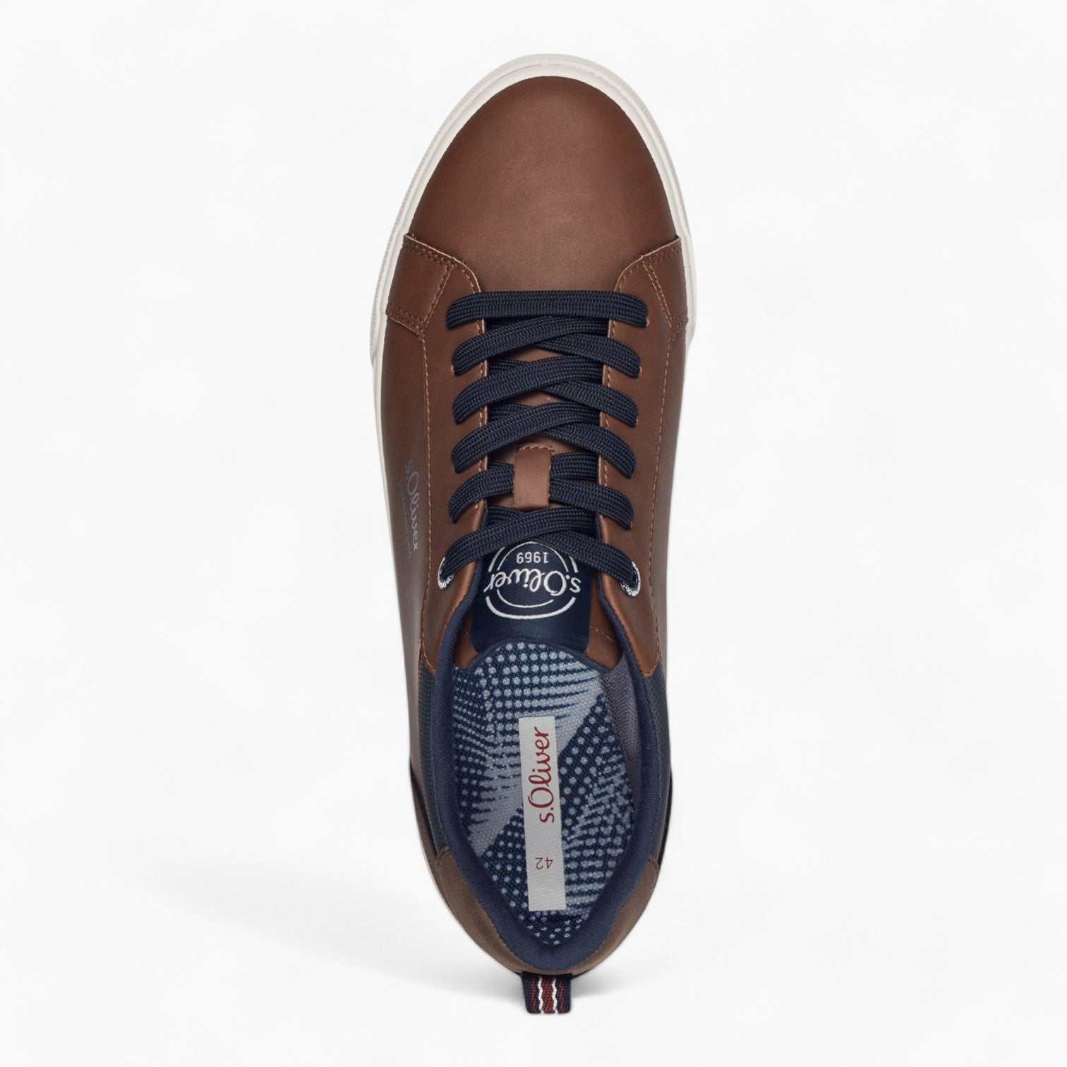 S.Oliver Brown Trainers with White Sole and Navy Details - Leavys Shoes