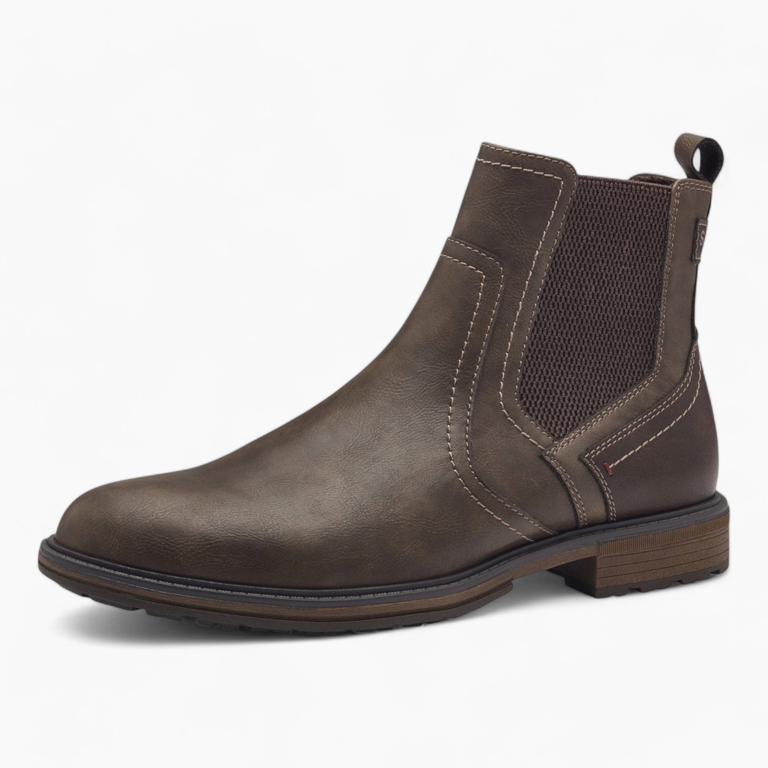 S.Oliver Men's Dark Brown Chelsea Boots with Elastic Panels - Leavys Shoes