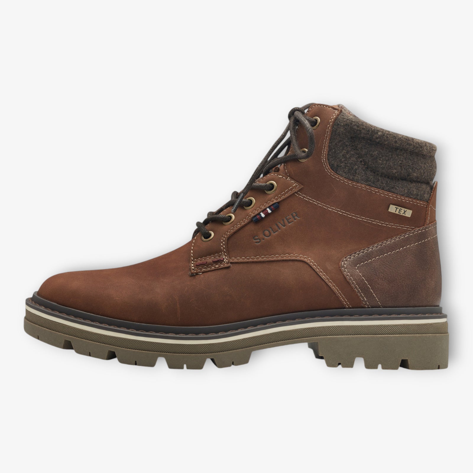 S.Oliver Men's Brown Lace-Up Boots with Thick Sole