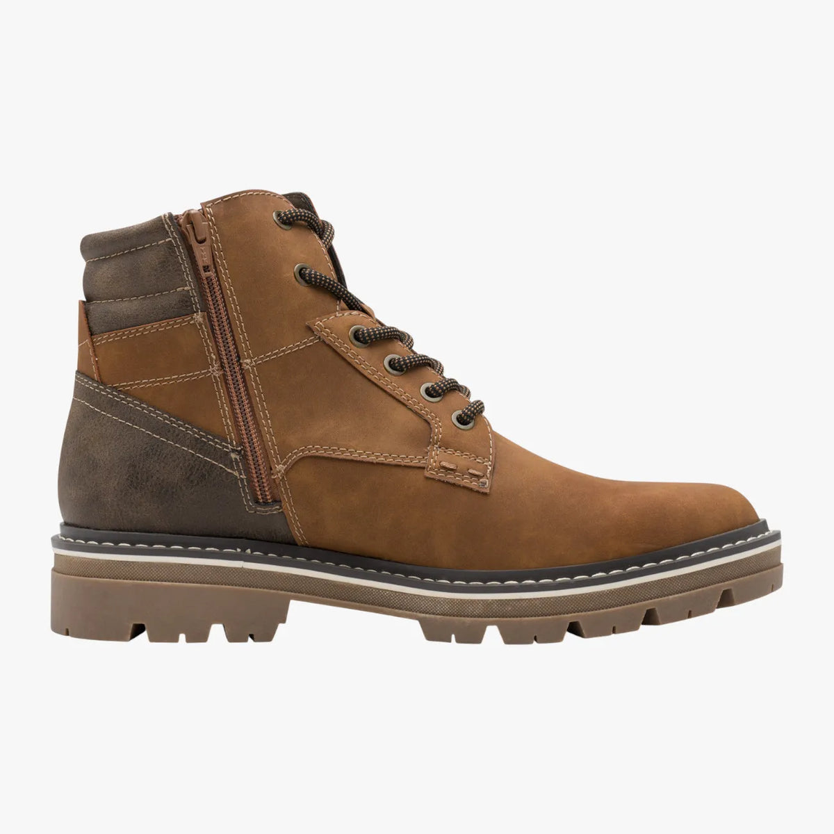 s.Oliver Cognac Vegan Tex Men’s Boots – Lace + Zip (5-16238-43) - Leavys Shoes