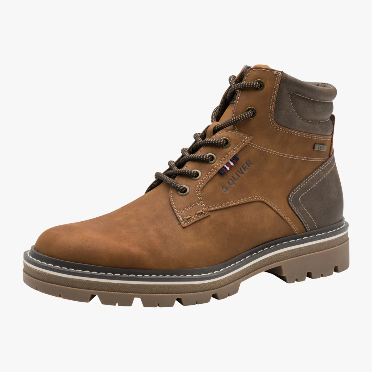 s.Oliver Cognac Vegan Tex Men’s Boots – Lace + Zip (5-16238-43) - Leavys Shoes
