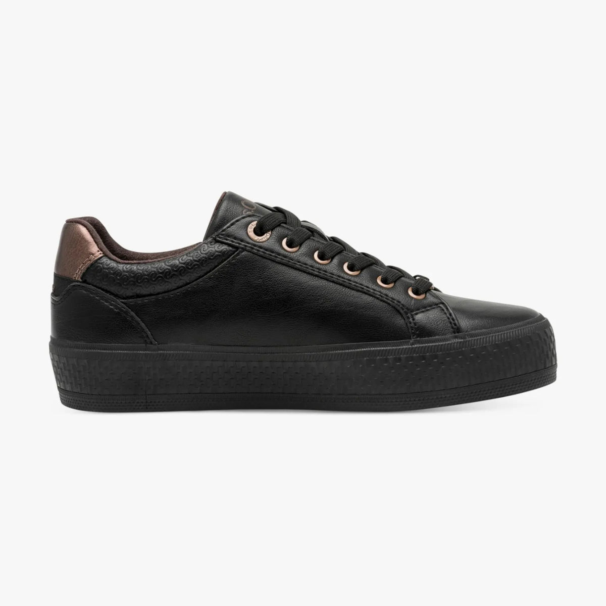 s.Oliver Black Trainers with Zipper Detail - Leavys Shoes