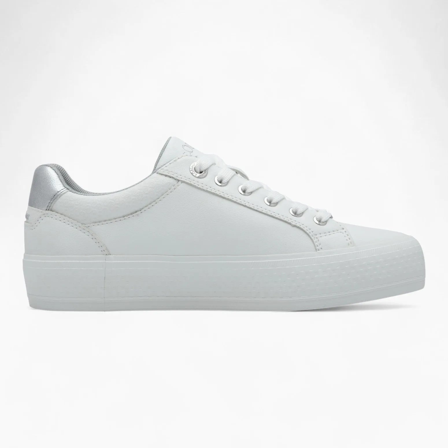 s.Oliver White Platform Trainer with Zip Detail - Leavys Shoes