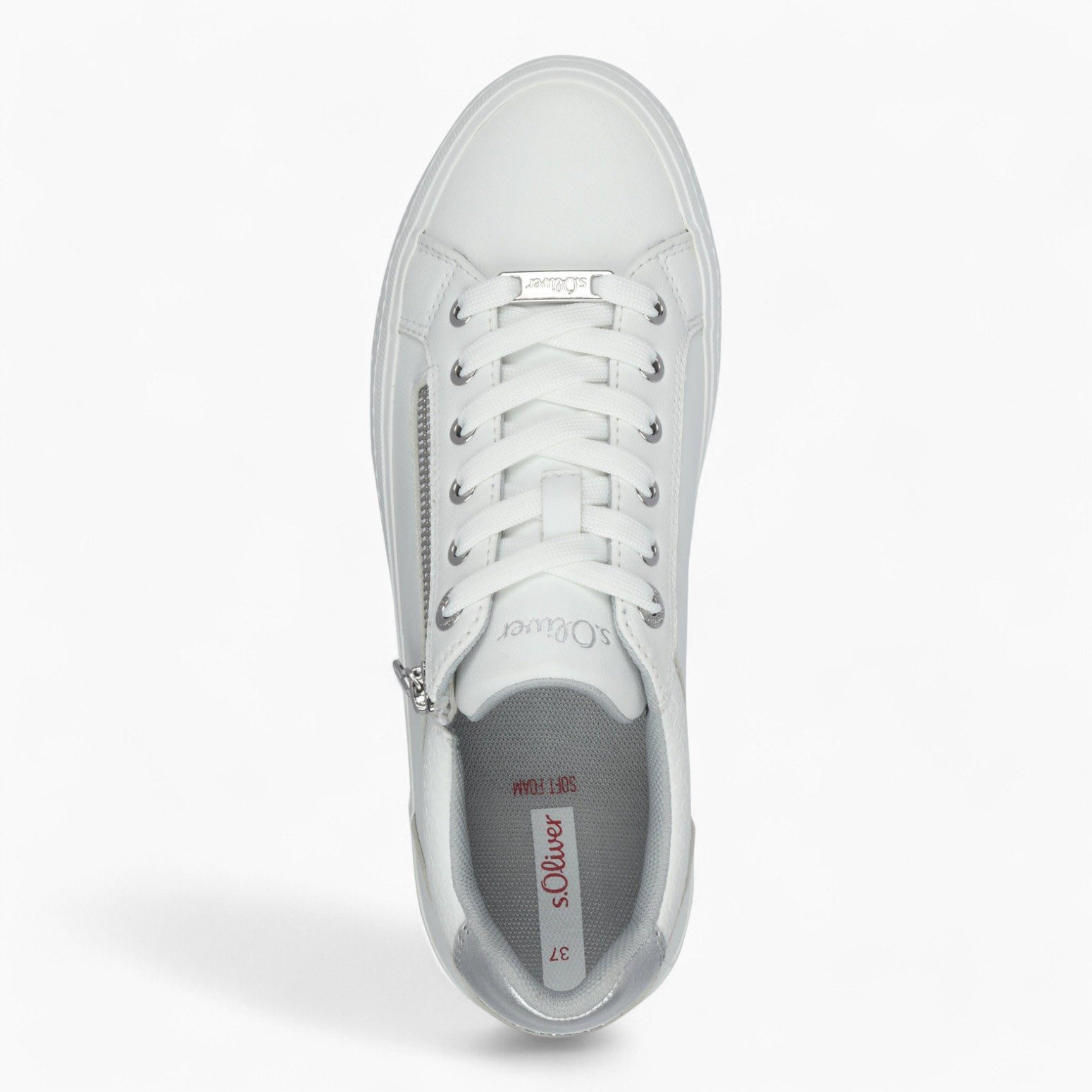 s.Oliver White Platform Trainer with Zip Detail