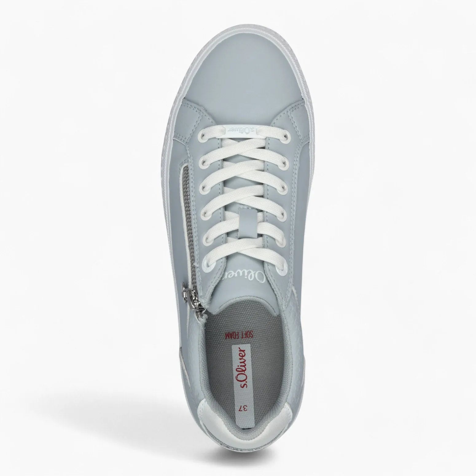 s.Oliver Blue Platform Trainer with Side Zip Detail