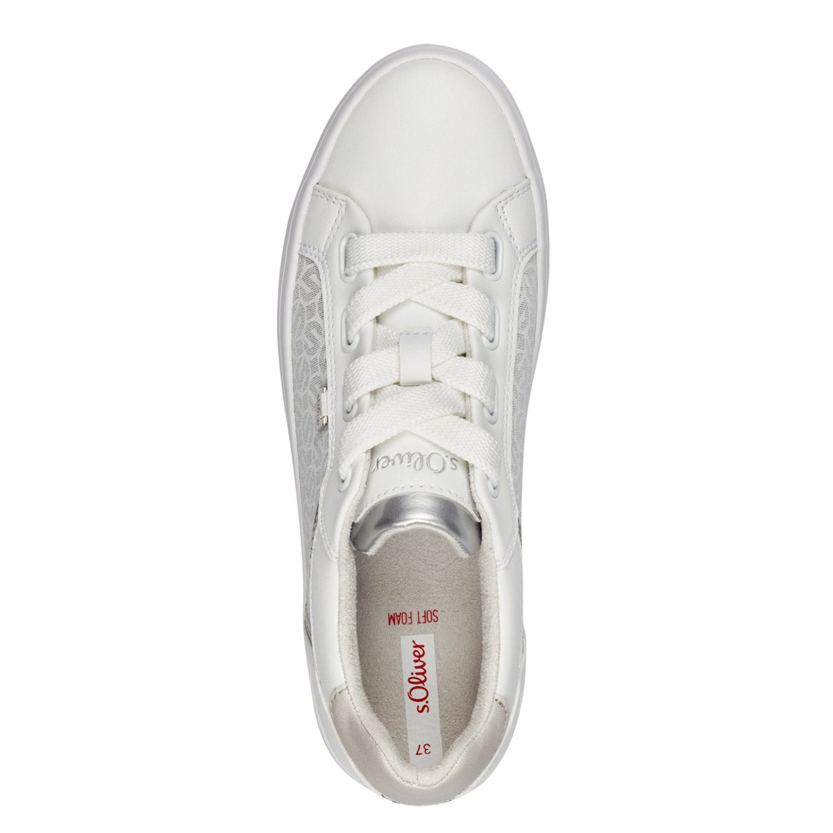 Top view of S.Oliver Silver Detailed Runner Shoes, focusing on the four-eye lace-up design.