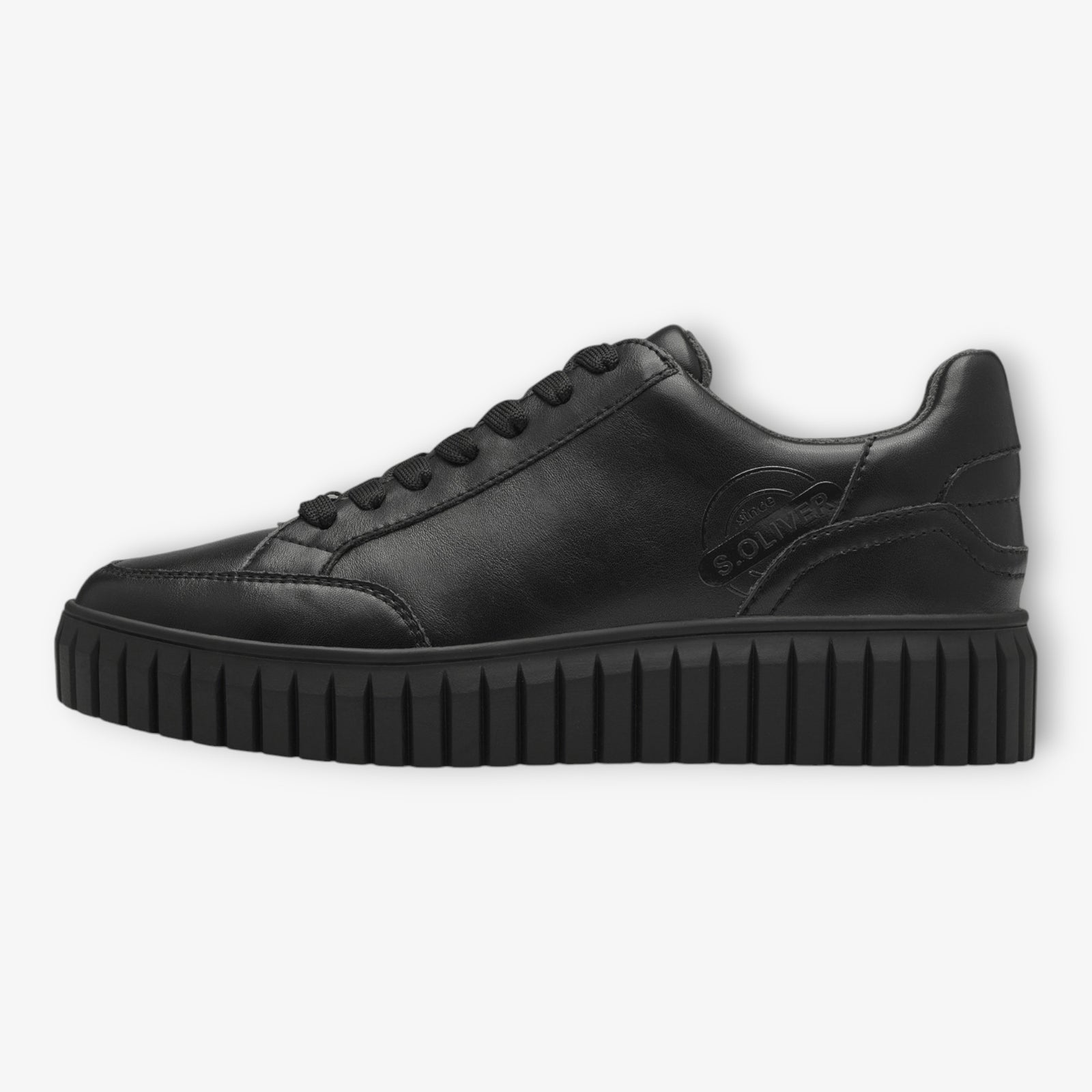 S.Oliver Black Chunky Platform Trainers - Leavys Shoes