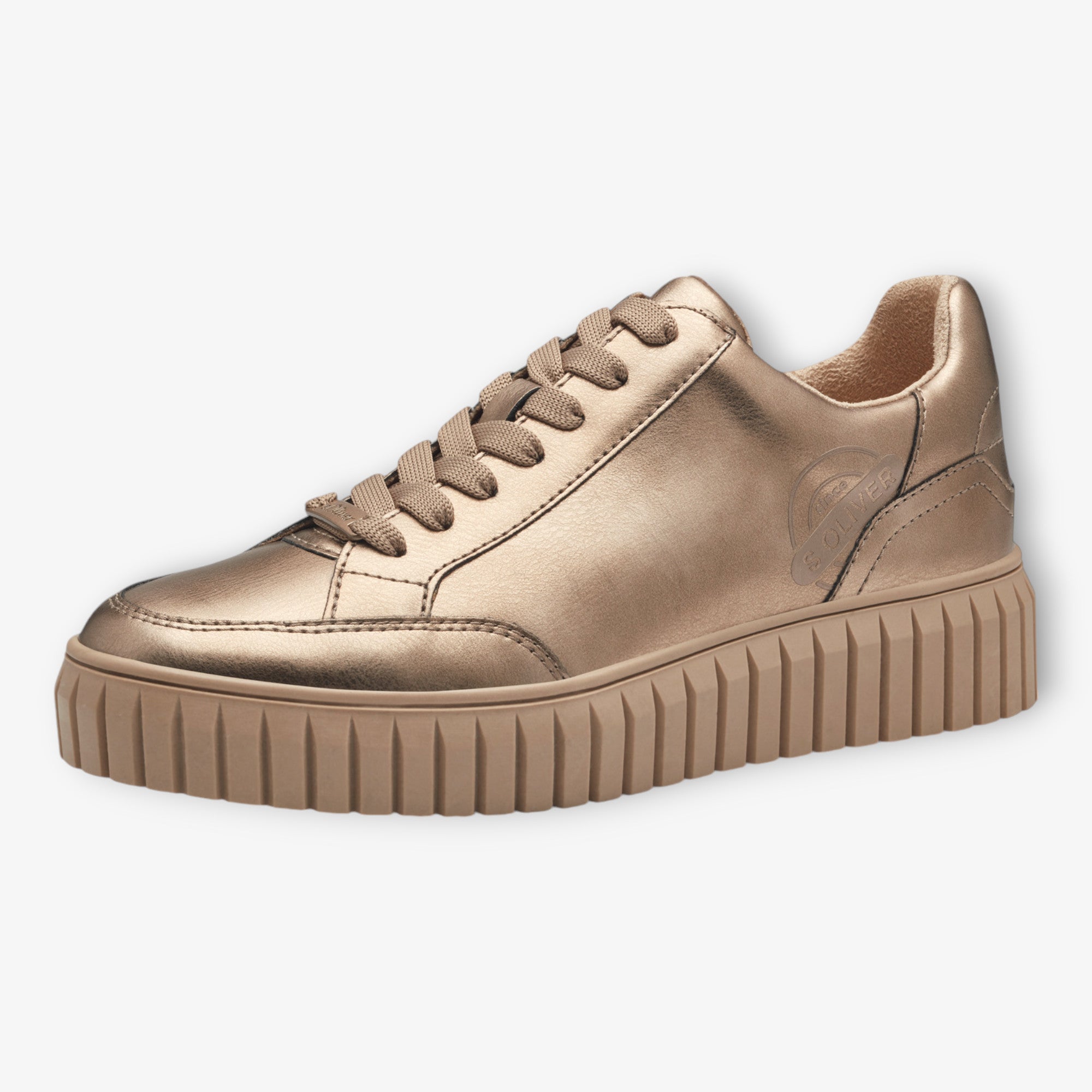 S.Oliver Gold Trainers with Chunky Platform Sole and Laces