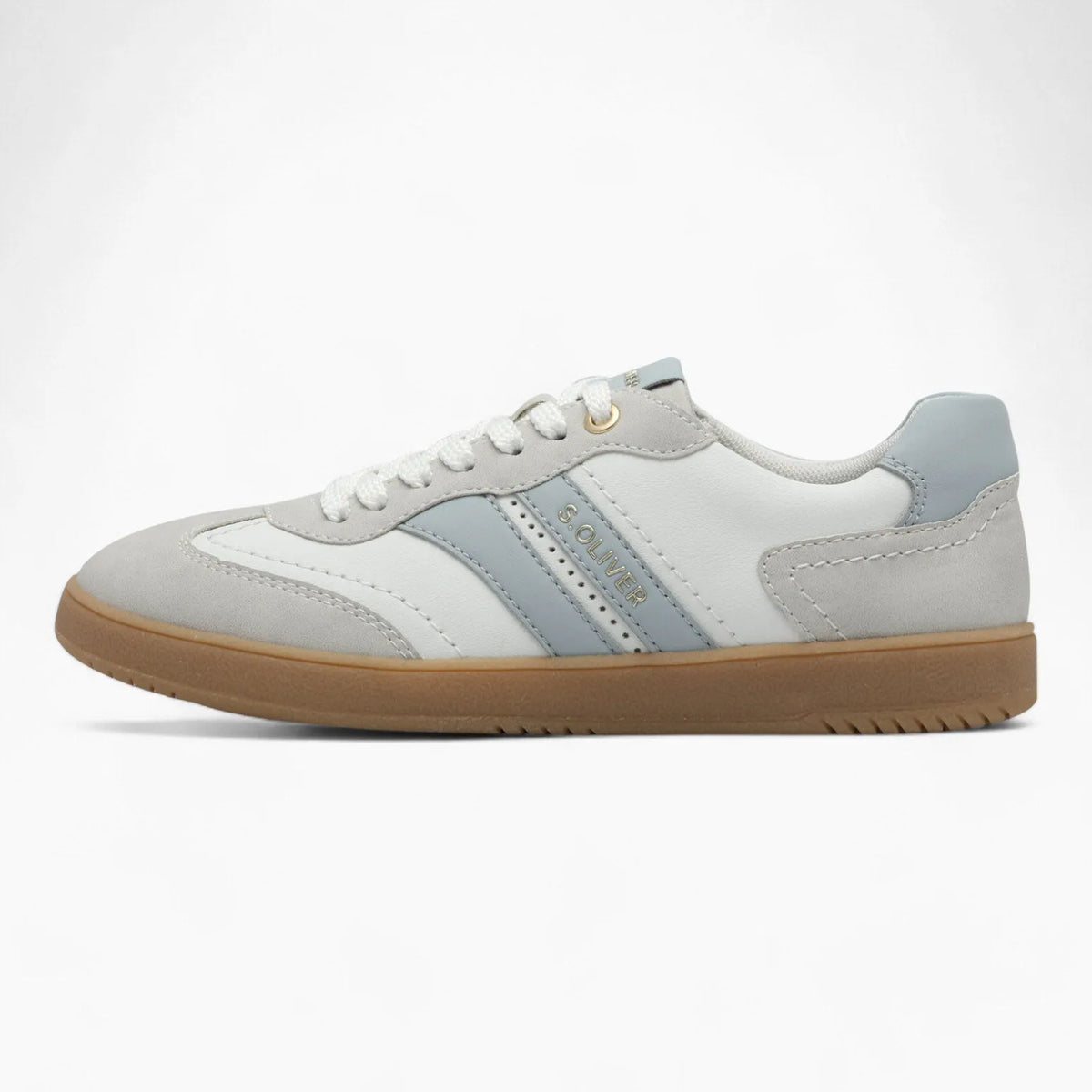 S. Oliver White &amp; Blue Runner – Trendy Everyday Style - Leavys Shoes