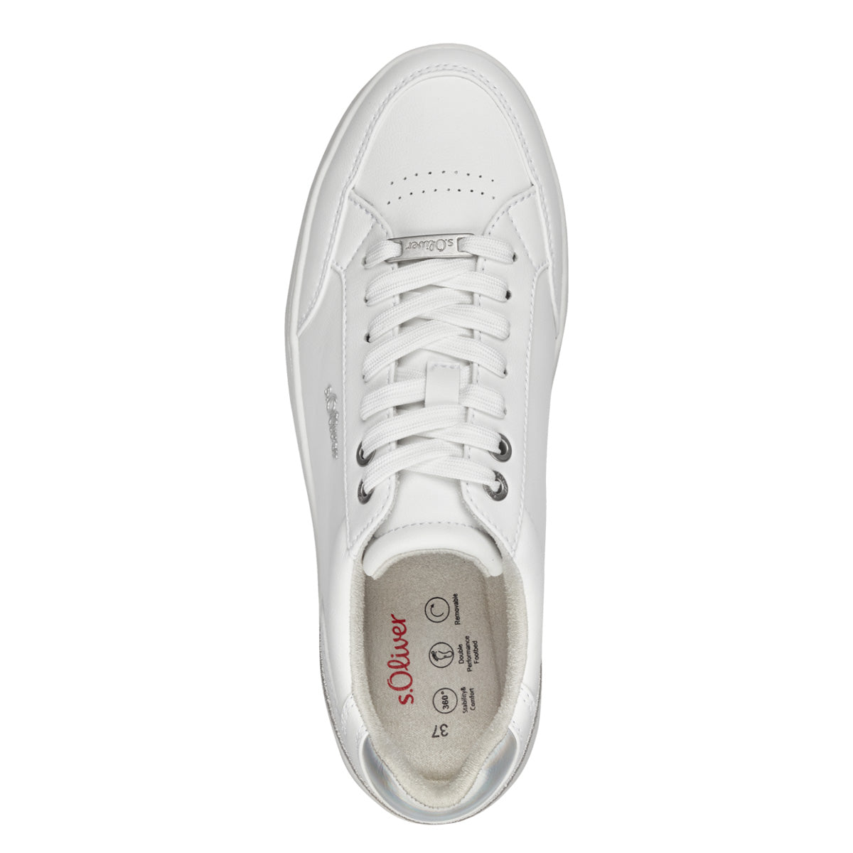 Top view of S.Oliver Platform Shoes, highlighting the white cotton laces and clean design.