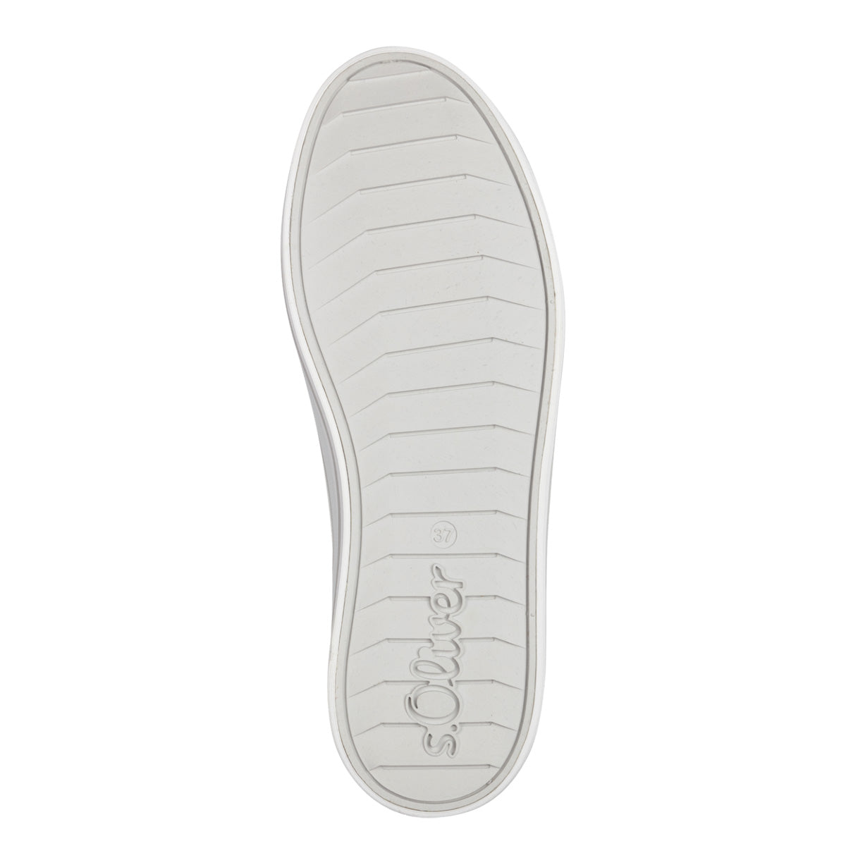 Side view of S.Oliver White Flat Runners, showcasing the breathable textile upper.