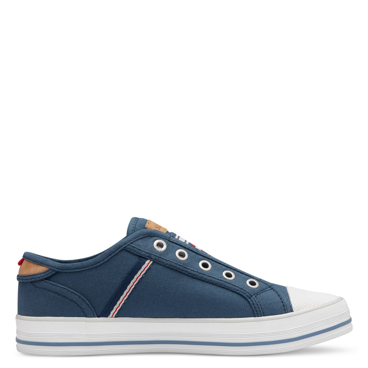 Interior view showing the soft foam insole for ultimate comfort in the S Oliver navy sneakers.