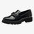 S.Oliver Black Patent Chunky Loafers with Chain Detail