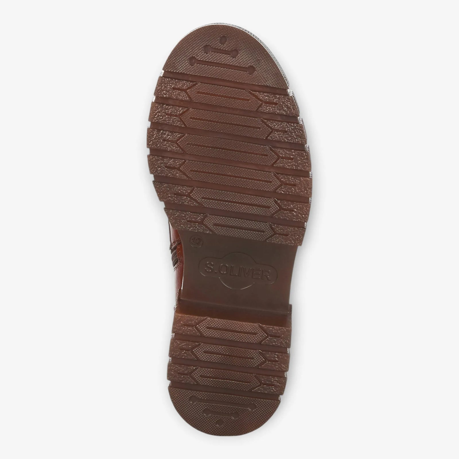 S.Oliver Ladies Brown Lace-Up Boots with Chunky Black Sole - Leavys Shoes