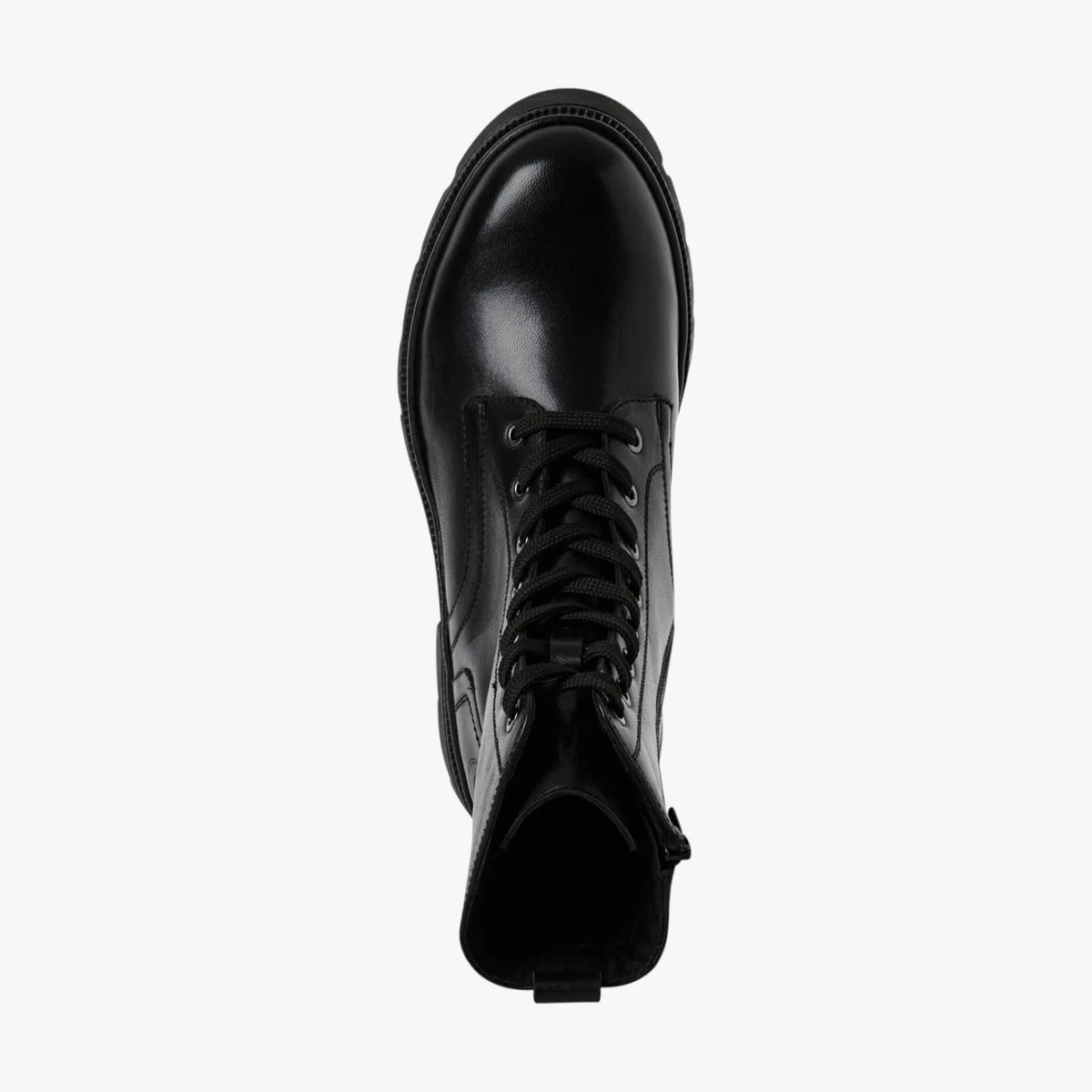 s.Oliver Black Leather Lace-Up Boots with Zipper - Leavys Shoes