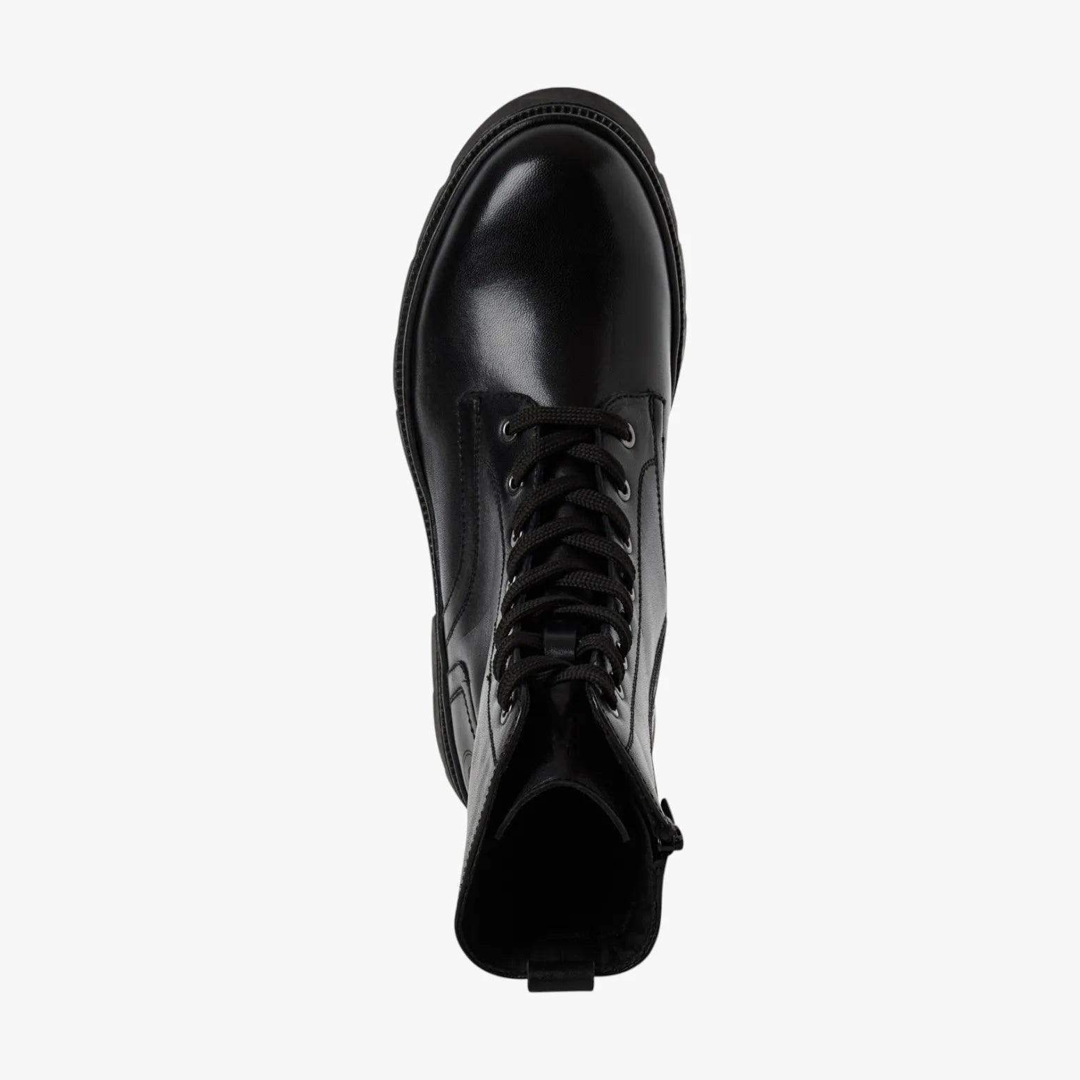 s.Oliver Black Leather Lace-Up Boots with Zipper - Leavys Shoes