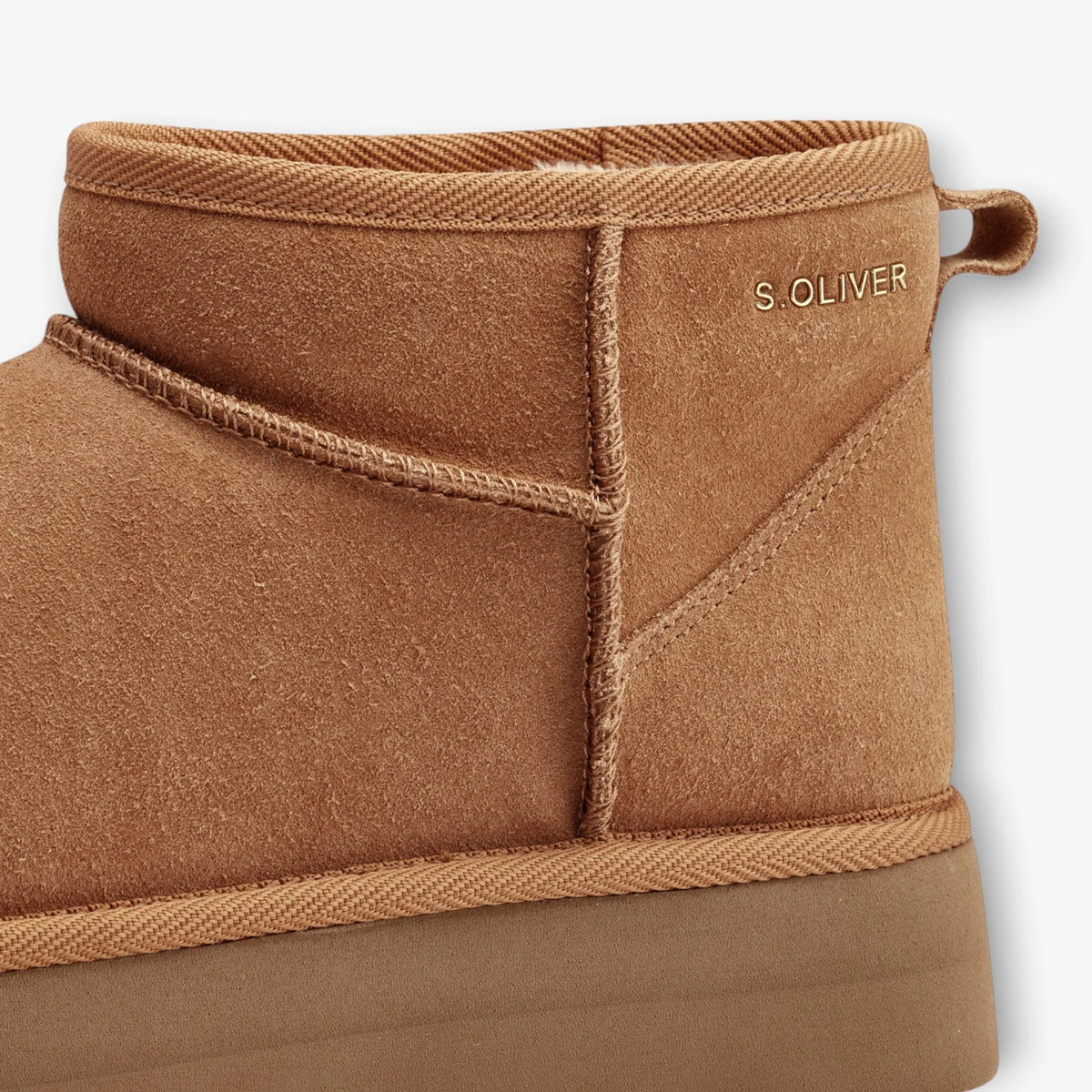 s.Oliver Cognac Leather Ankle Boots with Warm Lining - Leavys Shoes