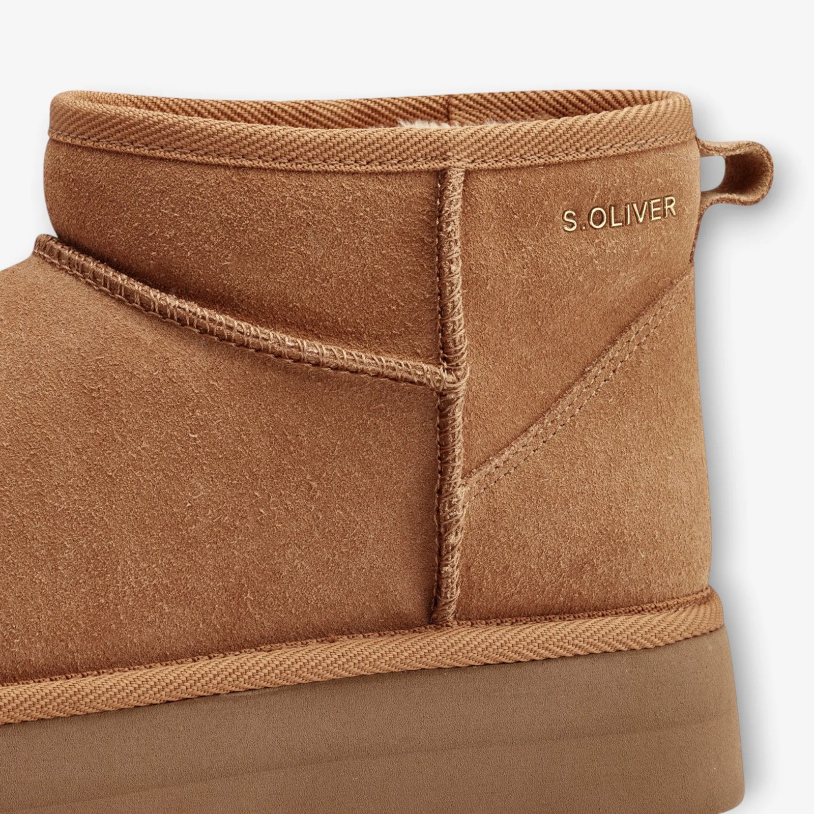 s.Oliver Cognac Leather Ankle Boots with Warm Lining - Leavys Shoes