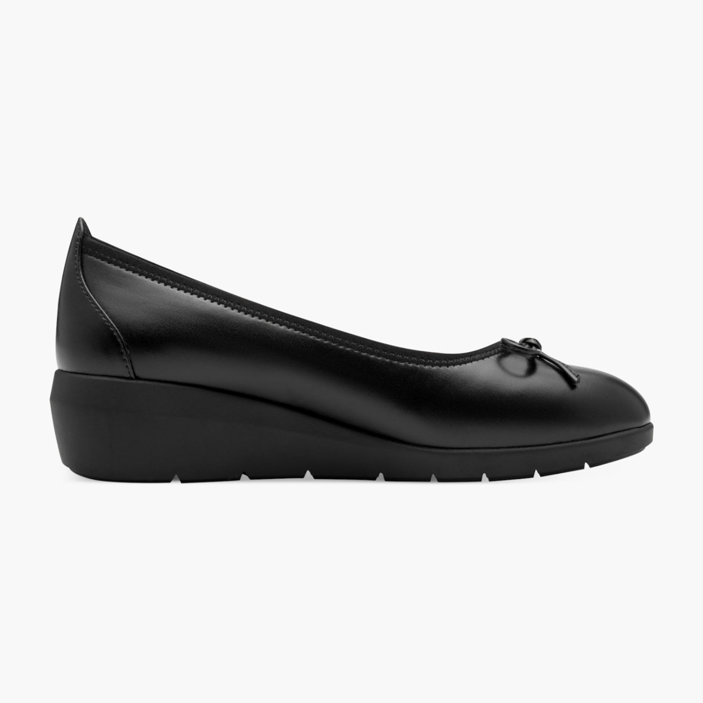 Jana Women's Black Vegan Ballerina with Bow & Hidden Wedge