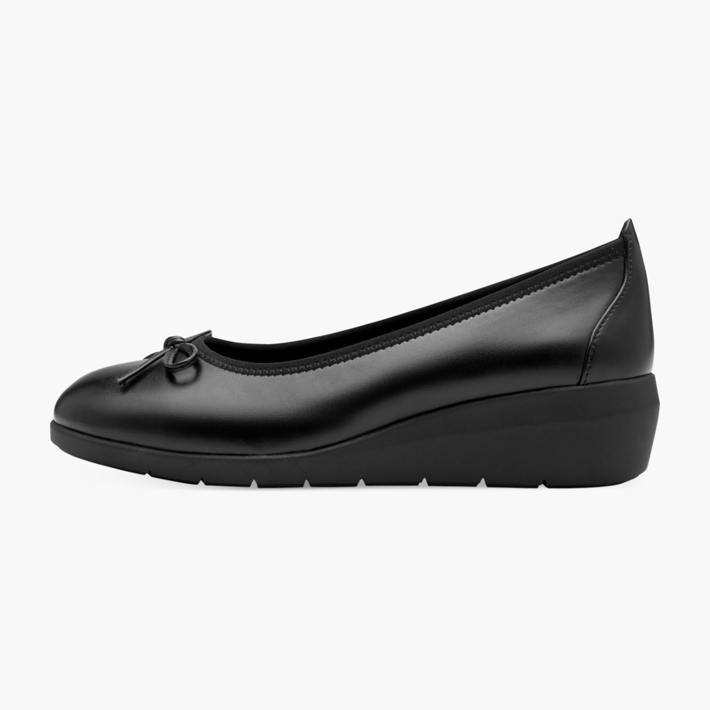 Jana Women's Black Vegan Ballerina with Bow & Hidden Wedge