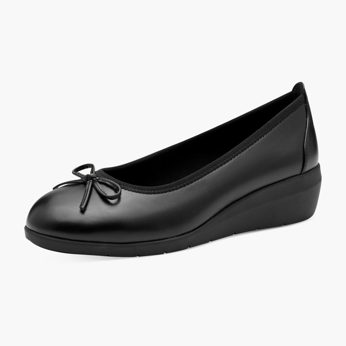 Jana Women's Black Vegan Ballerina with Bow & Hidden Wedge