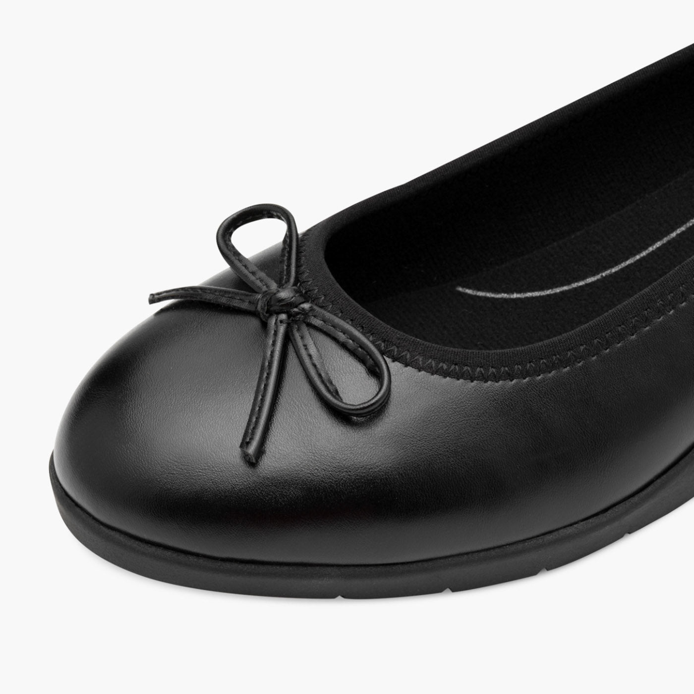 Jana Women's Black Vegan Ballerina with Bow & Hidden Wedge