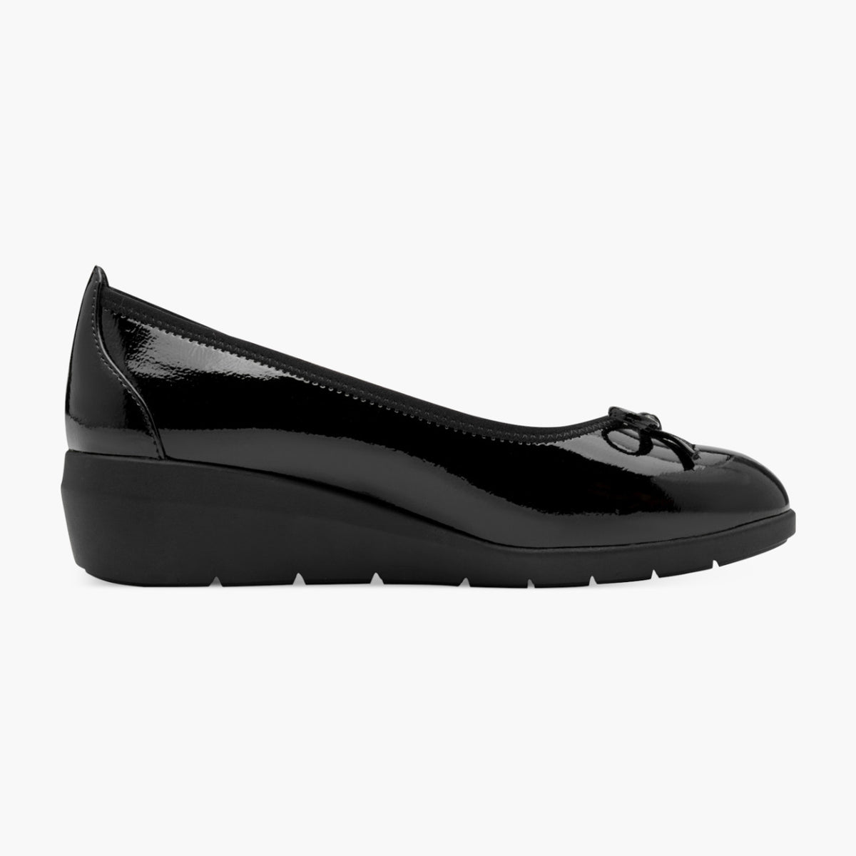 Jana Women's Black Patent Vegan Ballerina with Bow Detail - Leavys Shoes