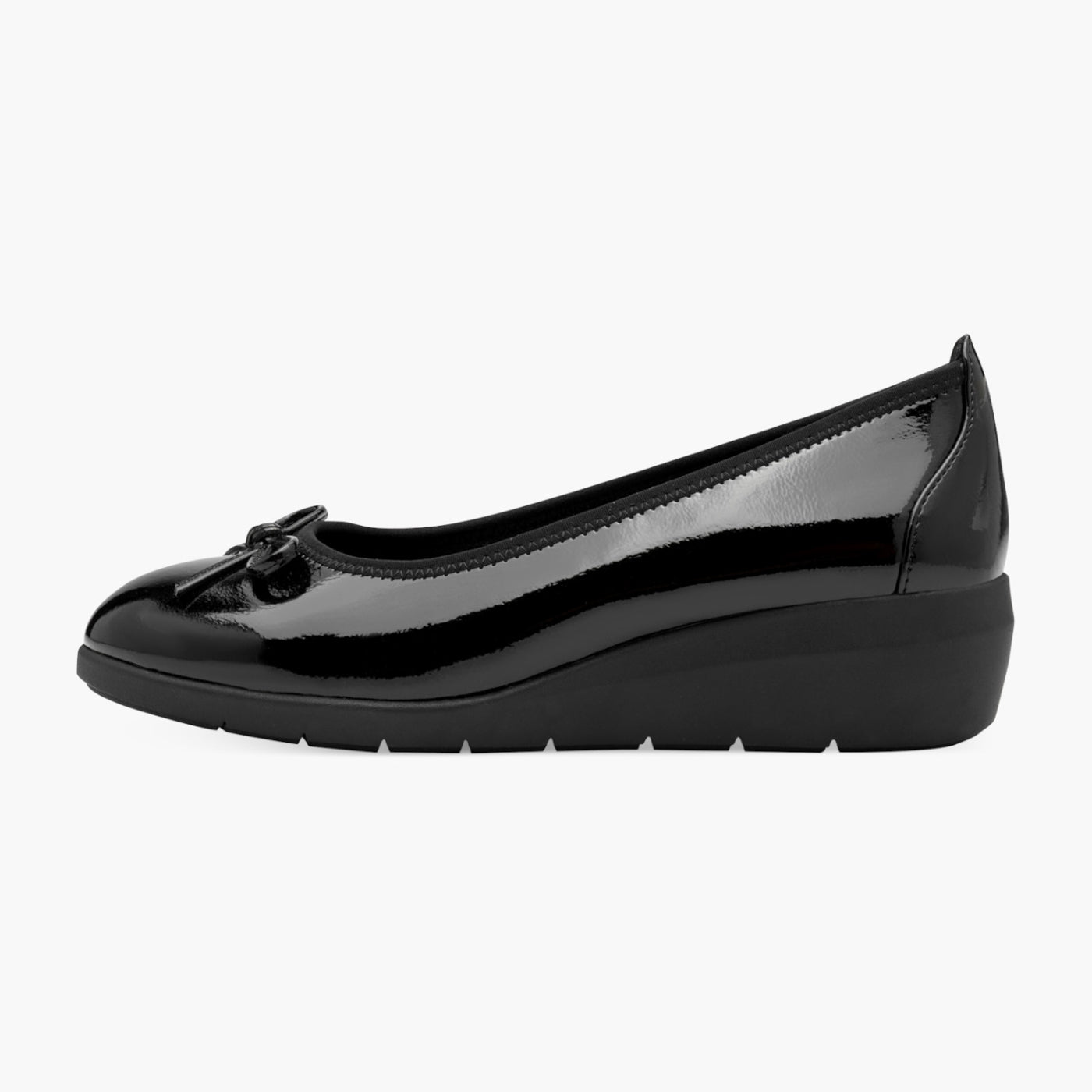 Jana Women's Black Patent Vegan Ballerina with Bow Detail