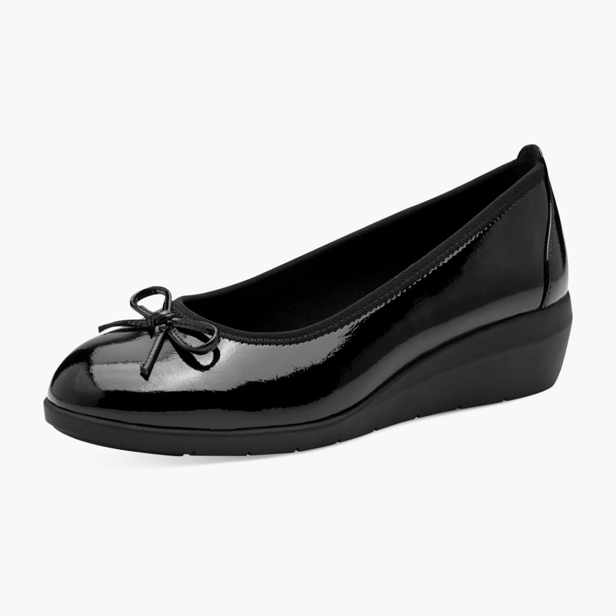 Jana Women's Black Patent Vegan Ballerina with Bow Detail - Leavys Shoes