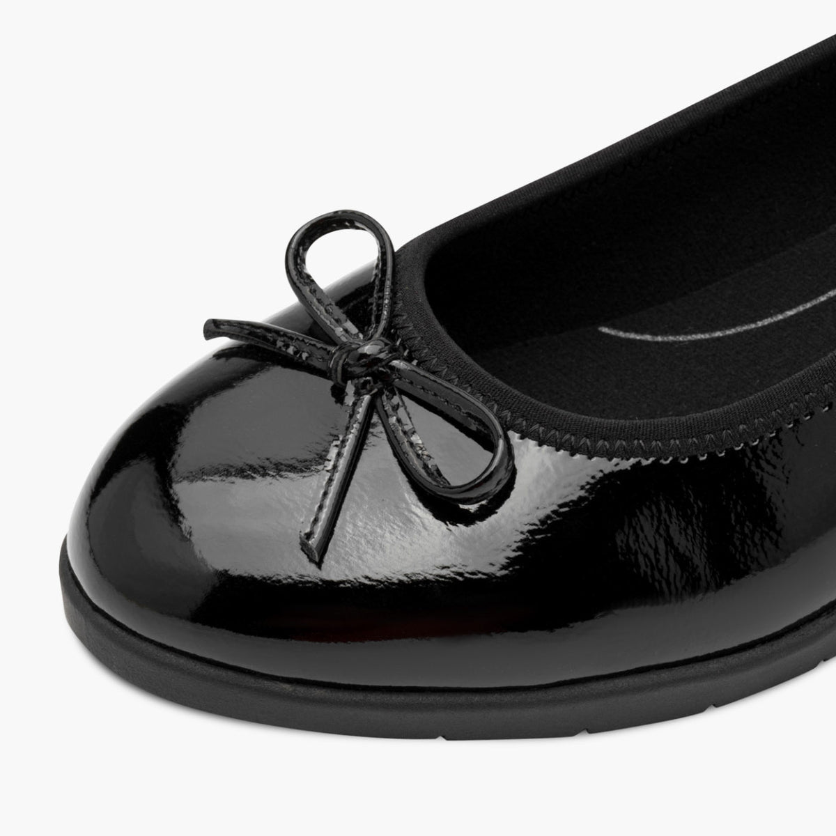 Jana Women's Black Patent Vegan Ballerina with Bow Detail - Leavys Shoes