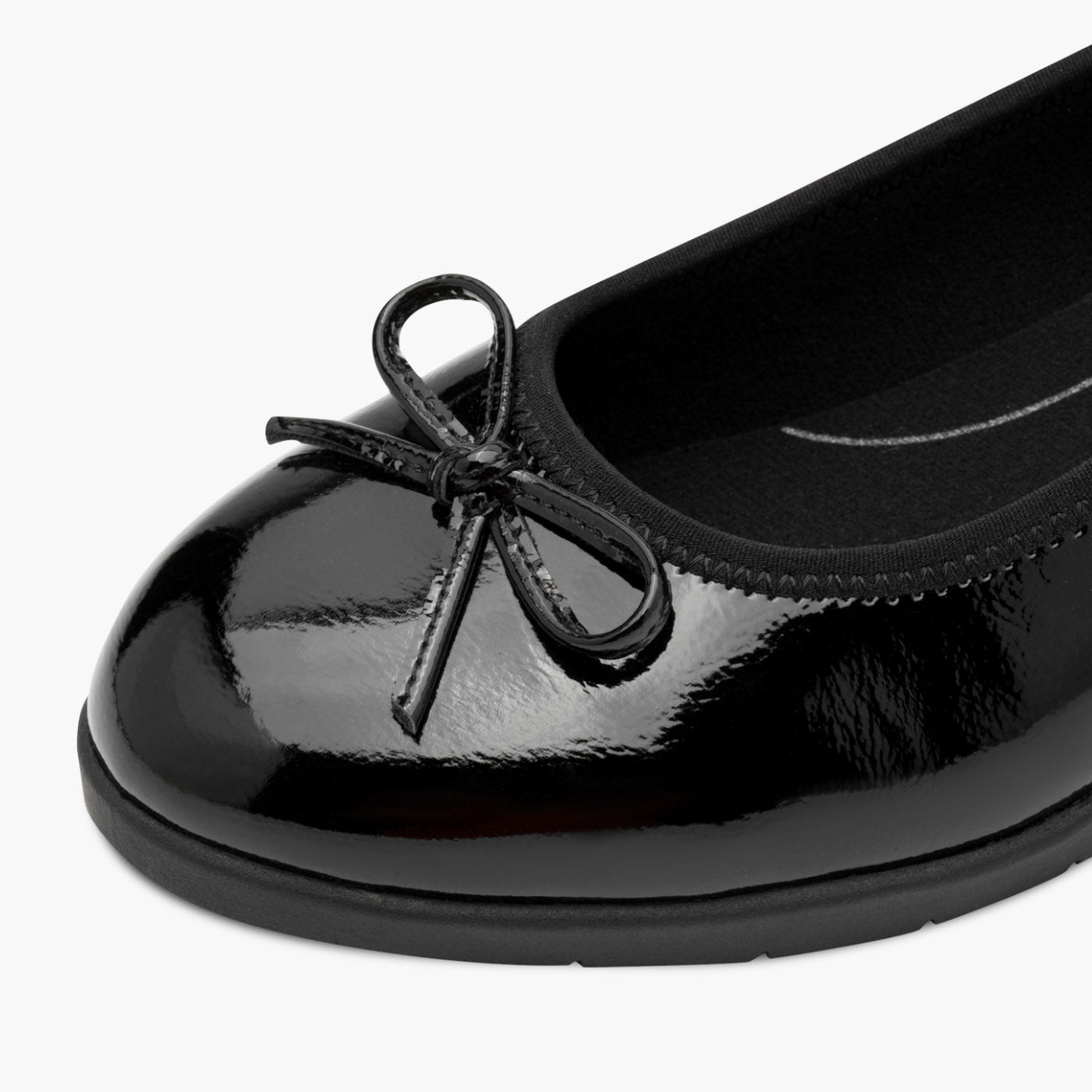 Jana Women's Black Patent Vegan Ballerina with Bow Detail