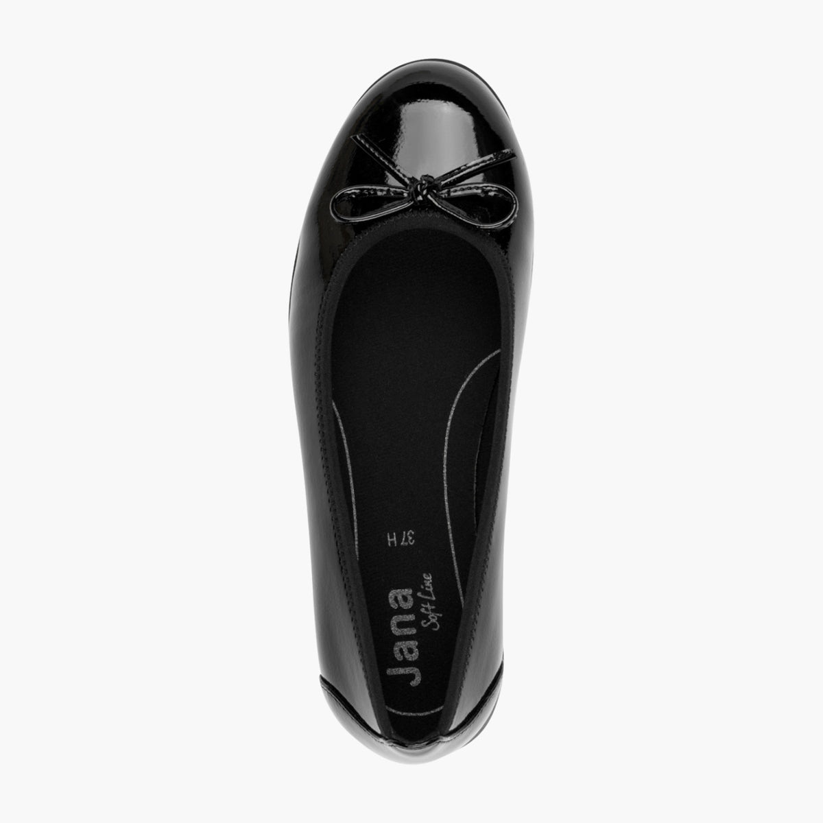 Jana Women's Black Patent Vegan Ballerina with Bow Detail - Leavys Shoes