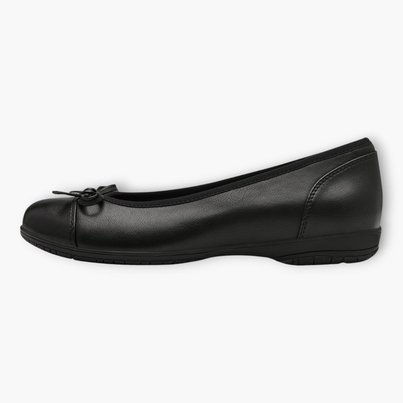 Jana Black Ballerina-Style Pumps with Bow Detail - Leavys Shoes