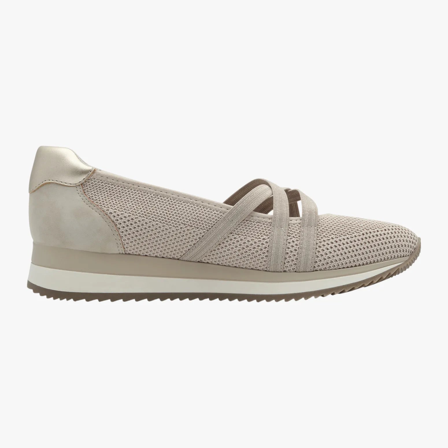 Jana Taupe Vegan Ballerina with Criss-Cross Elastic Straps - Leavys Shoes
