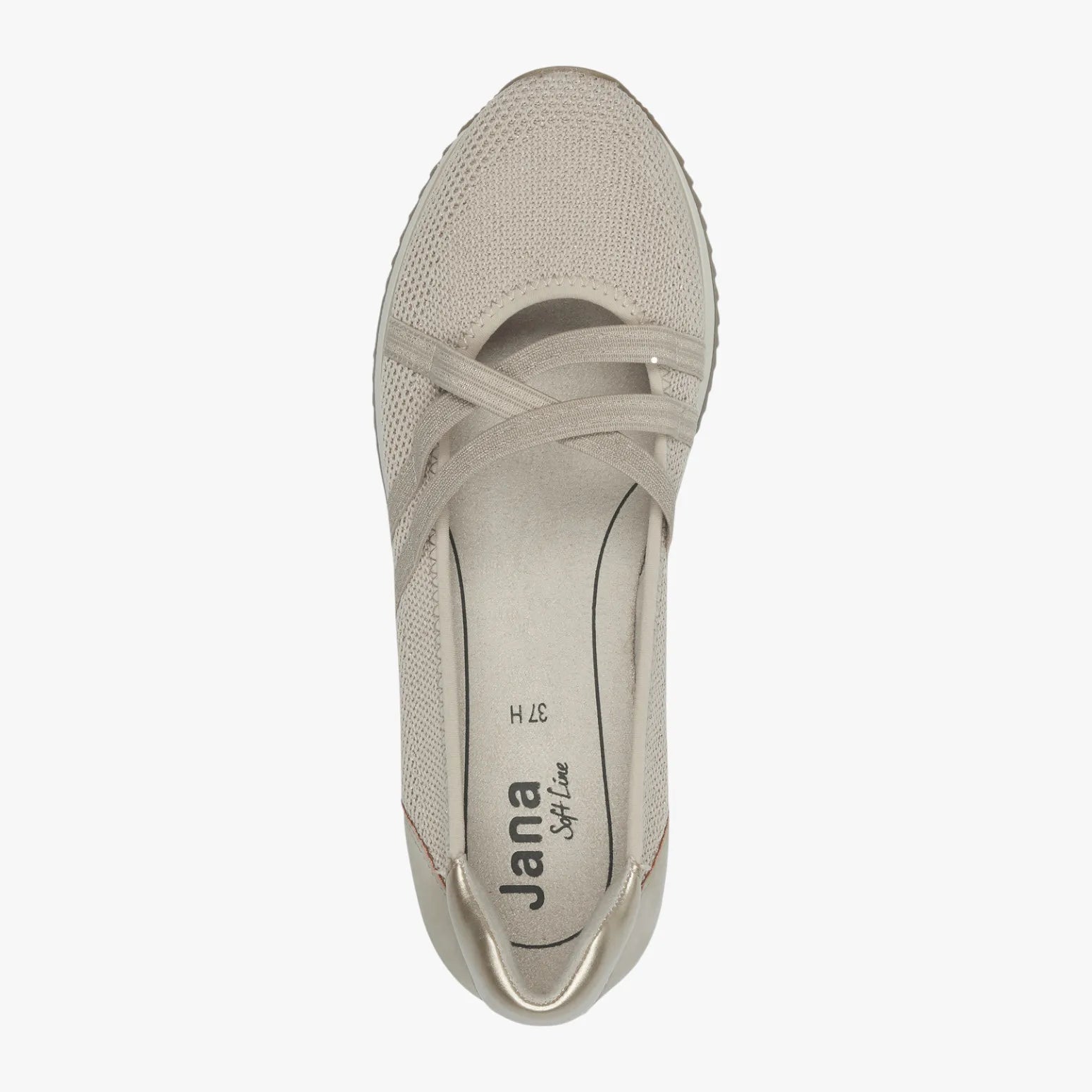 Jana Taupe Vegan Ballerina with Criss-Cross Elastic Straps - Leavys Shoes
