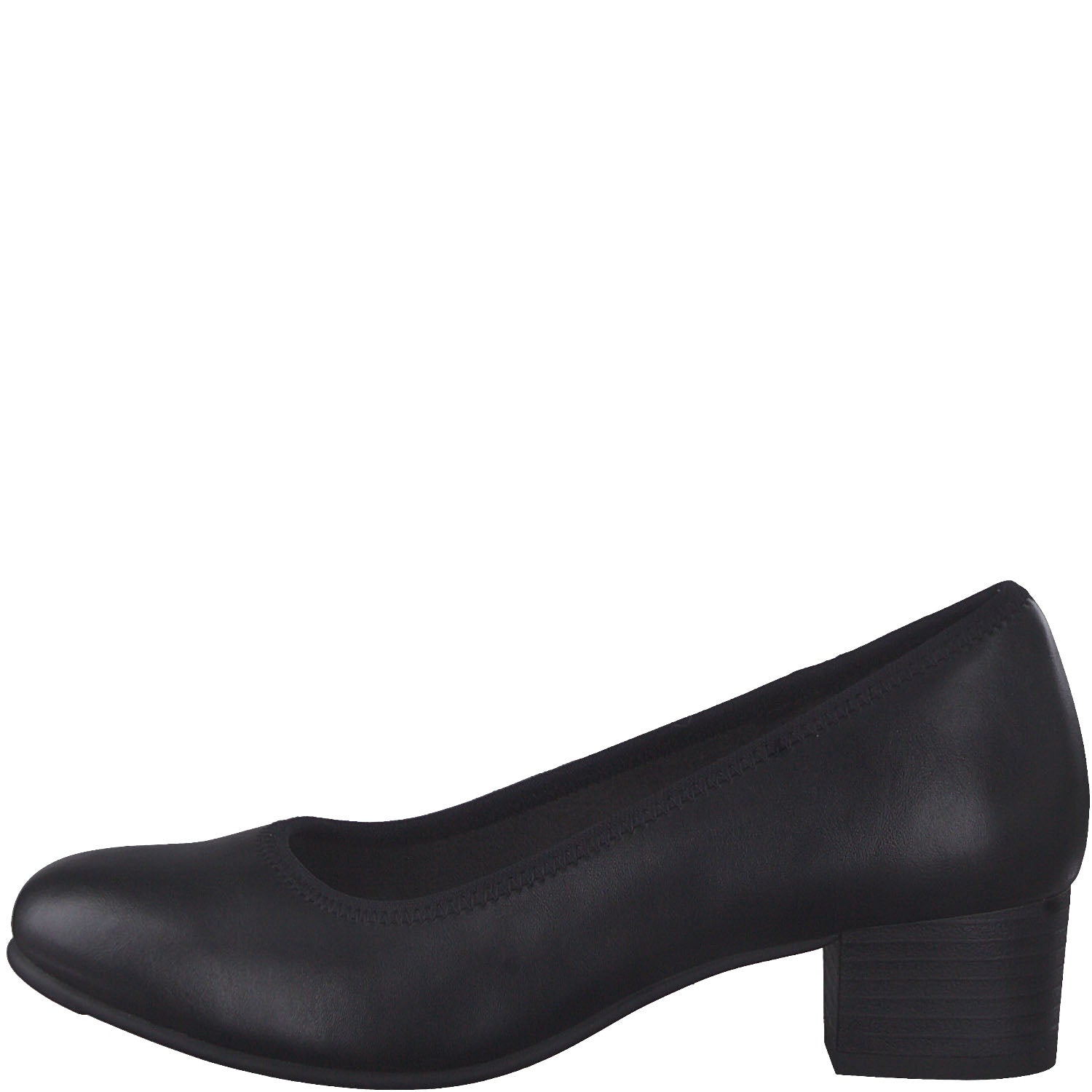 Comfortable Low Block Heel Shoe in Black by Jana - Leavys Shoes