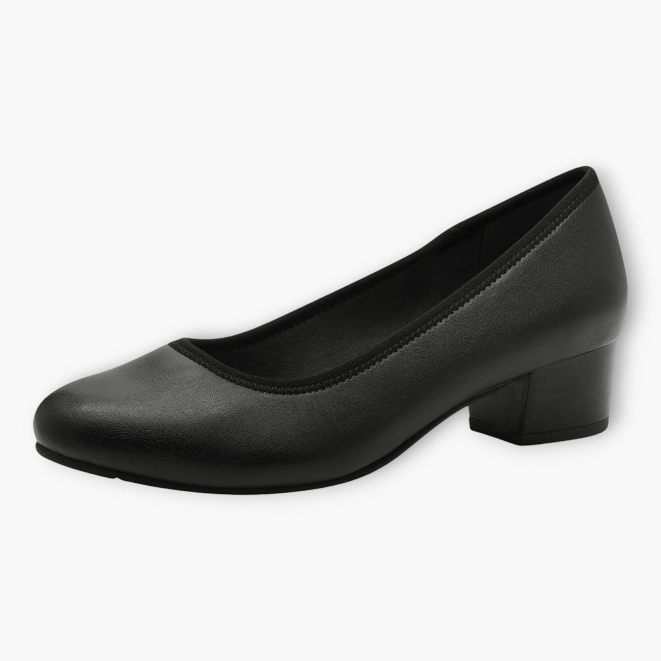 Jana Black Wide Fit Block Heel Shoes