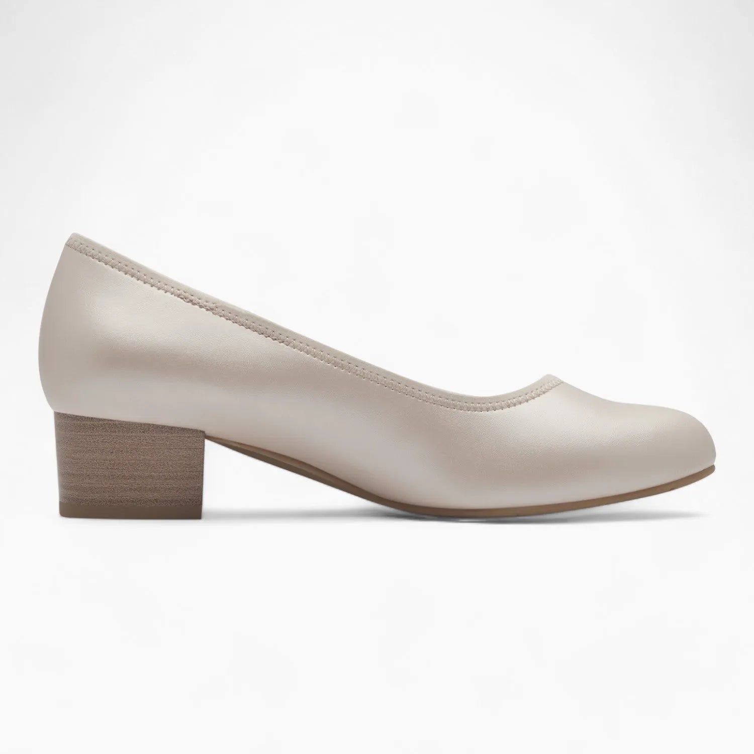 Jana Softline Beige Block Heel – Wide Fit & Pearlized Elegance - Leavys Shoes
