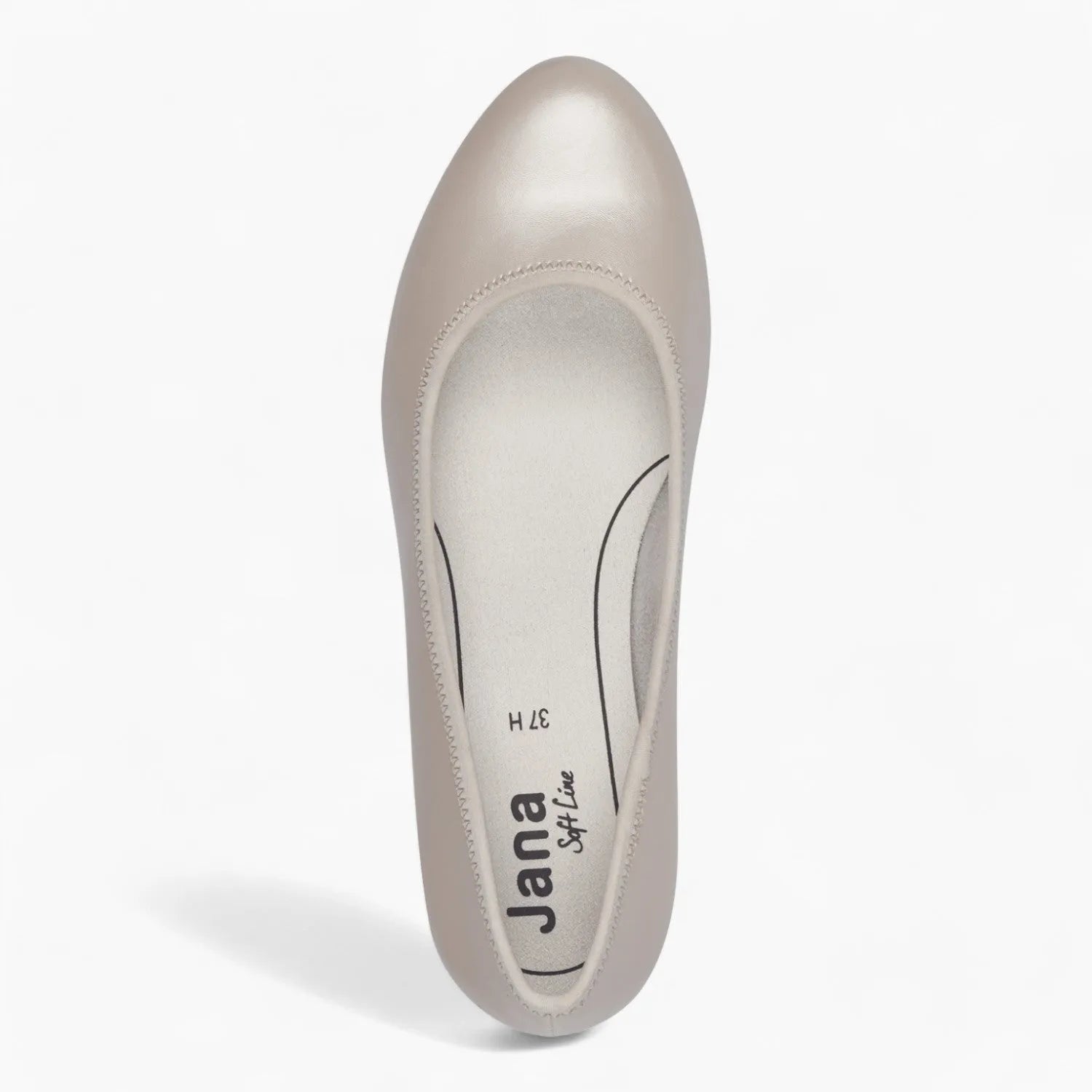 Jana Softline Beige Block Heel – Wide Fit & Pearlized Elegance - Leavys Shoes