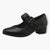 Jana Black Court Shoes with Velcro Strap and Block Heel - Leavys Shoes